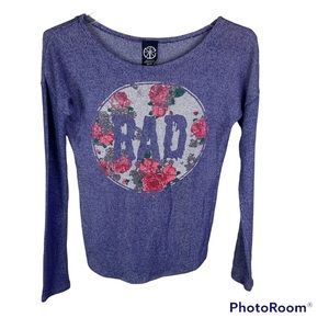 Recycled Karma floral RAD purple pull over long sleeve top
